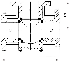 保溫T型三通球閥結構示意圖