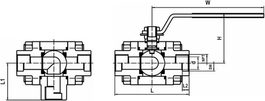 高壓三通球閥結構示意圖