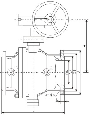保溫固定球閥結構示意圖