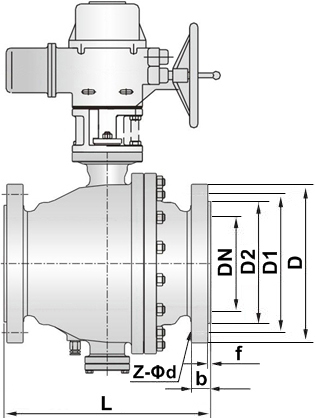 電動法蘭球閥結構示意圖