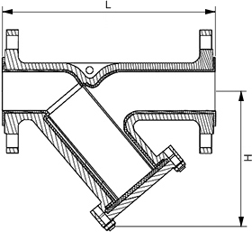 襯四氟Y型過濾器結構示意圖